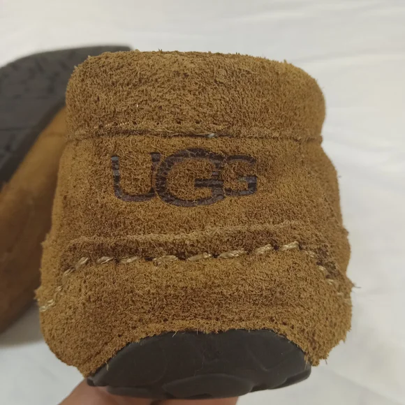 Ugg Alder Slipper Men US 10 Brown Suede Leather Moccasin Slip On Sheepskin Lined - Picture 7 of 11